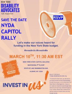 NYDA rally march 10, 2026 at 11:30 am in the war room at the ny state capitol building