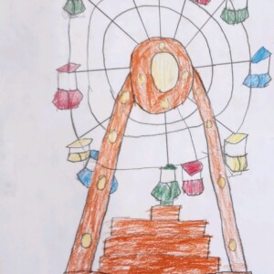 Child's drawing of a ferris wheel