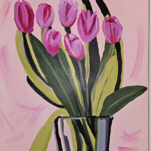 Regan has been taking art classes once a week were she does painting with water colors, and oils. The tulips is one of Regan's projects. Regan Clark Tulips by Regan Clark