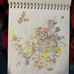 I had a game of Mario Party 5 in my room so I figured why not challenge myself to try and draw that because there’s a lot to try and draw in there I was working on this in a blackout during last summer. Mario Party 5 box art by Matthew Phillips